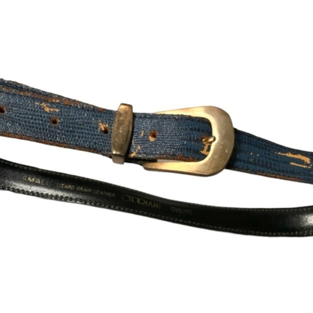 Vintage Cipriana lizard grain leather belt‎ small
